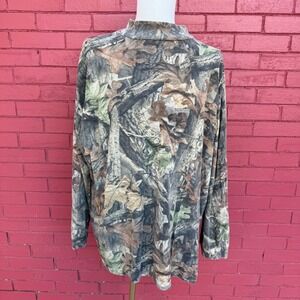 Vtg 90s Duxbak Advantage Camo Mock‎ Neck Long Sleeve Shirt Mens 3XL Hunting